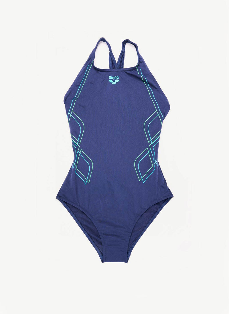 Arena - Maillot Graphic Dos En V - Bleu Marine - Femme