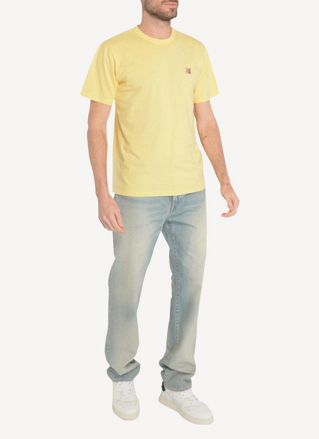 Maison Kitsune - Camiseta Clásica con Parche Fox Head - Amarillo Suave - Hombre
