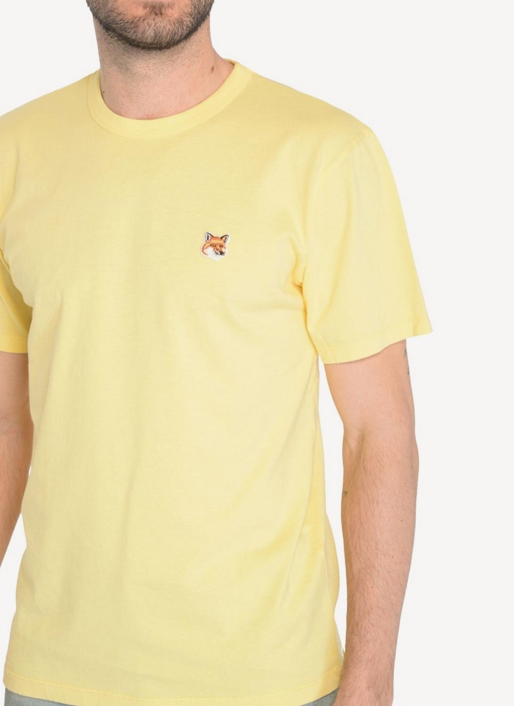 Maison Kitsune - Camiseta Clásica con Parche Fox Head - Amarillo Suave - Hombre