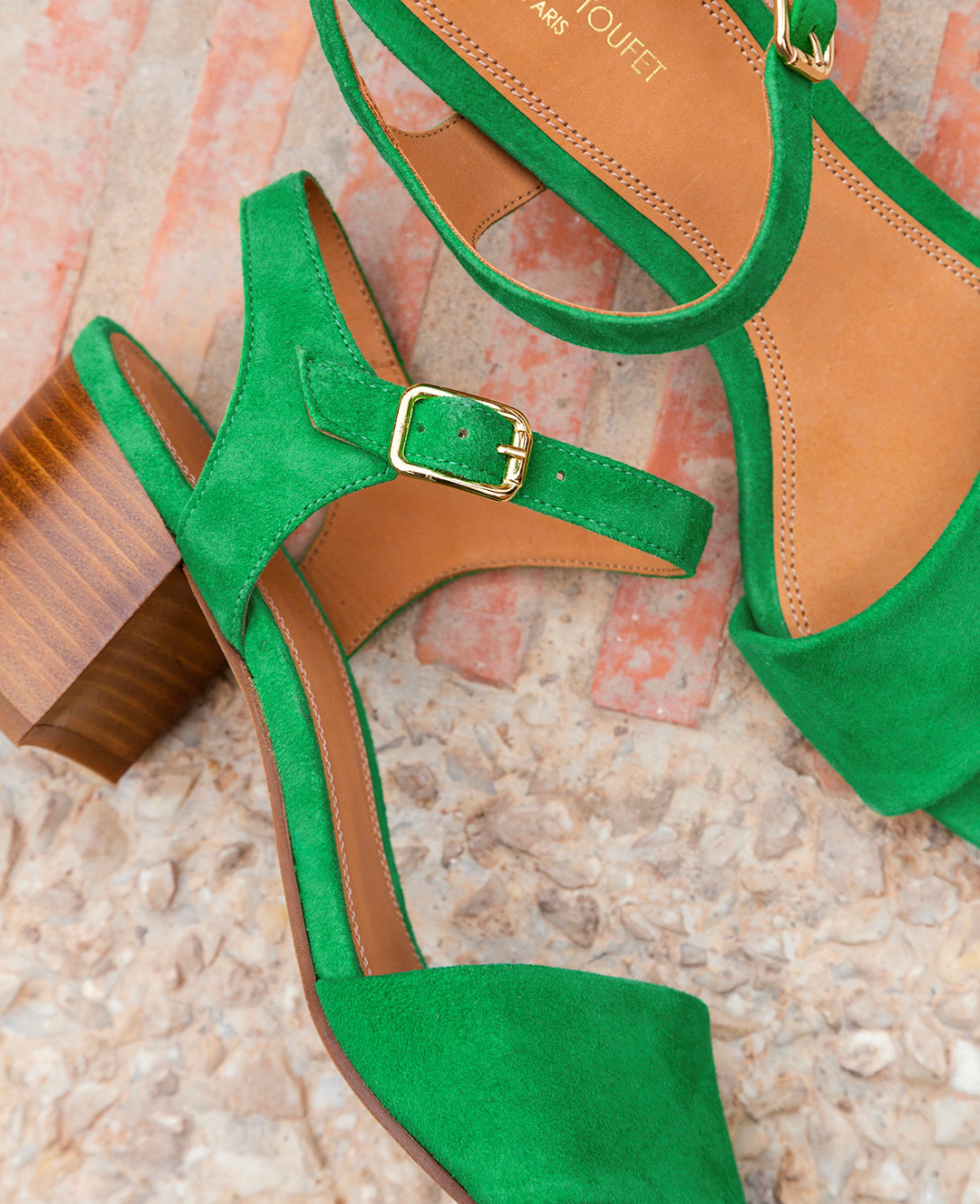 Flower Sandals - Suede Leather - Sparkling Green