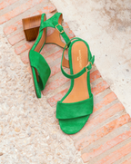 Flower Sandals - Suede Leather - Sparkling Green