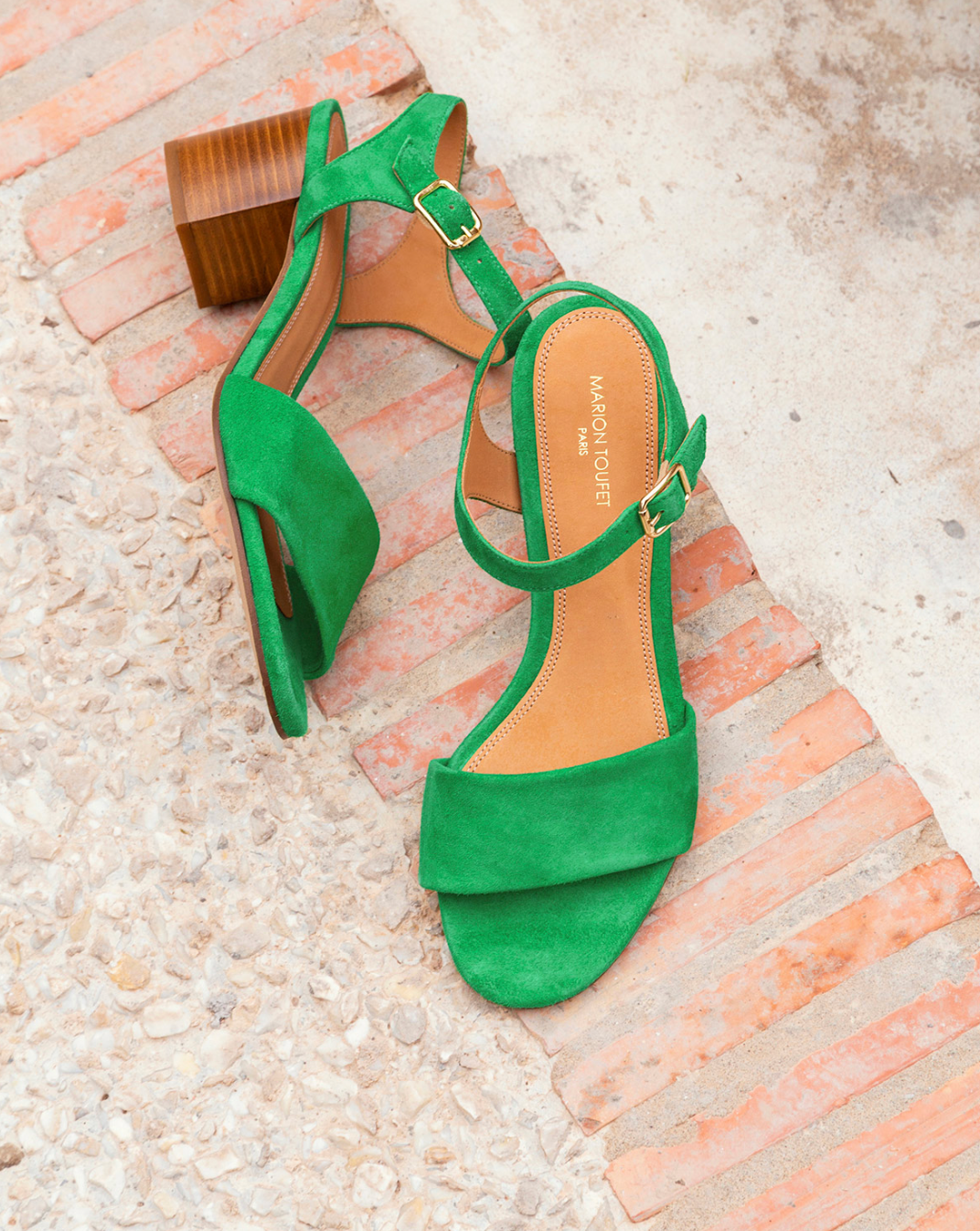 Flower Sandals - Suede Leather - Sparkling Green