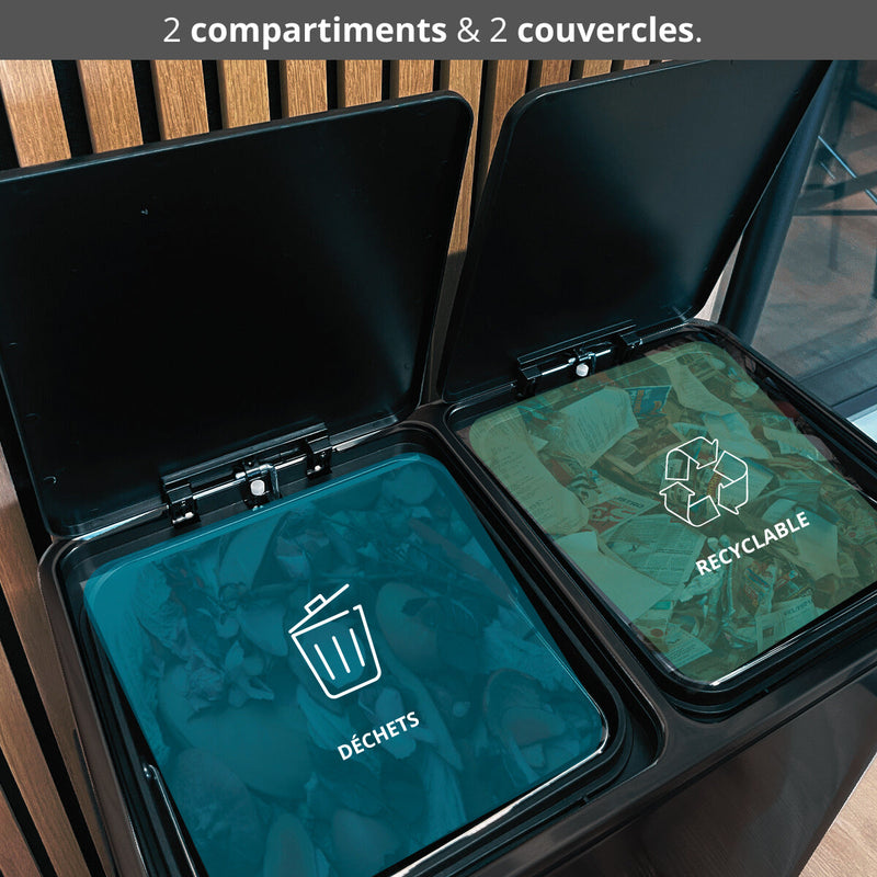 Poubelle À Pédale Tri Sélectif Major - 60L - Noir