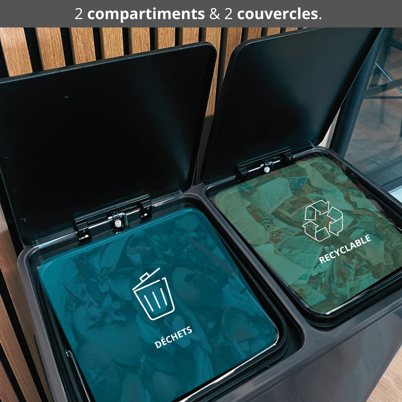 Poubelle À Pédale Tri Sélectif Major - 60L - Gris