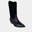 Mi-Bottes Santiags Ann Tuil Malene Bis - Cuir Teju Et Velours Noir