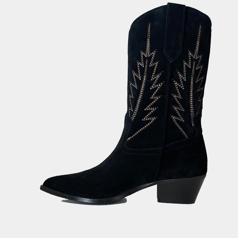 Mi Bottes Santiags Ann Tuil Malene - Velours Noir