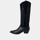 Bottes Santiags Ann Tuil Maleo - Cuir Teju Et Velours Noir