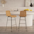 Mandya - Set of 2 Mid-Height Bar Chairs in Brown Resin Rattan