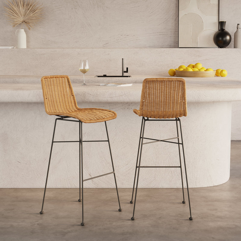 Set of 2 Mandya Bar Stools - Brown