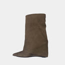 Mi-Bottes Compensées Ann Tuil Mangue - Rs2324 - Velours Taupe Foncé