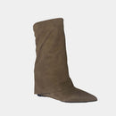 Mi-Bottes Compensées Ann Tuil Mangue - Rs2324 - Velours Taupe Foncé