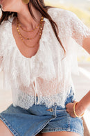MANOA Blanc - Top Dentelle