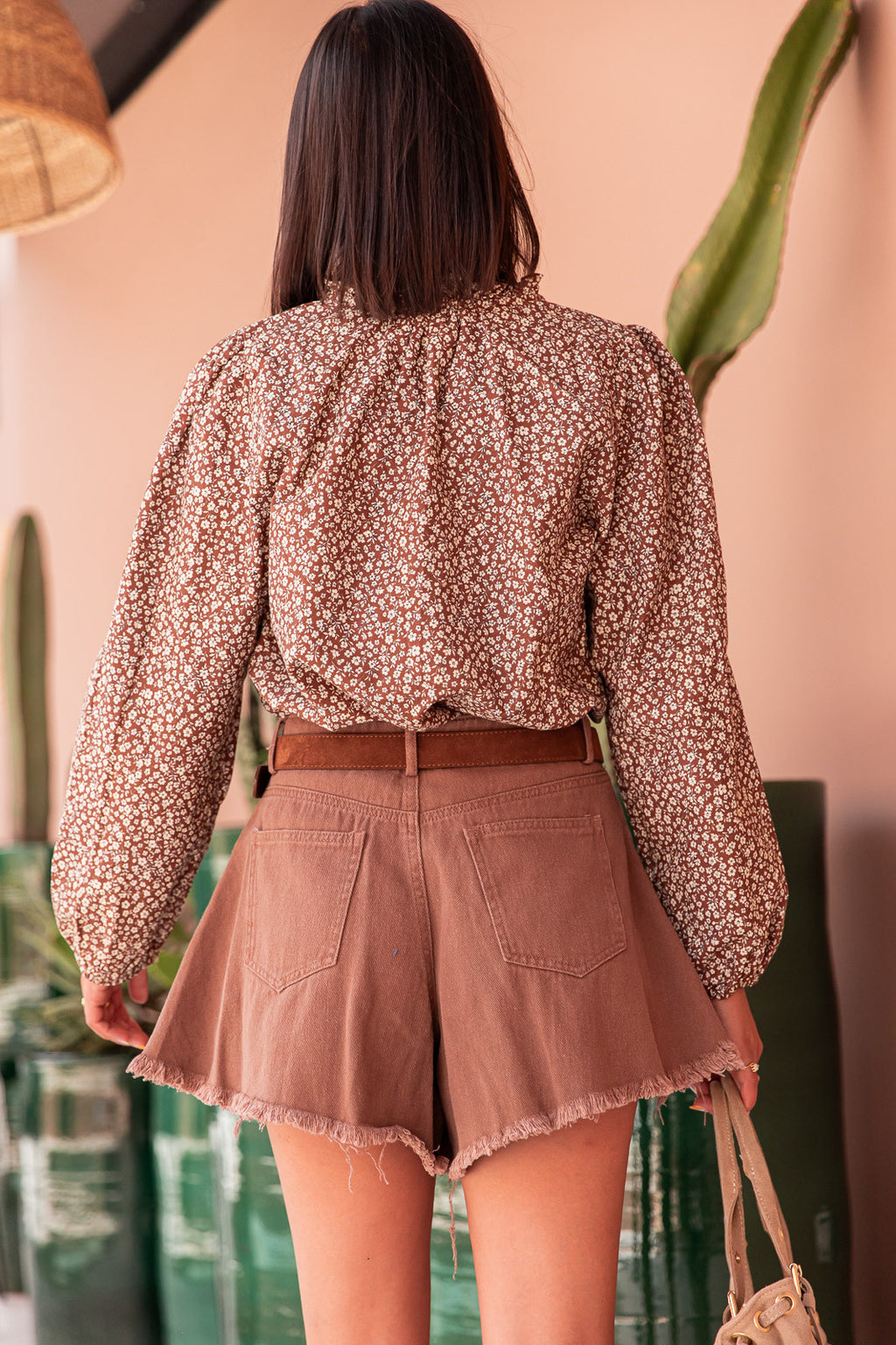 MANOËL Camel - Floral Blouse