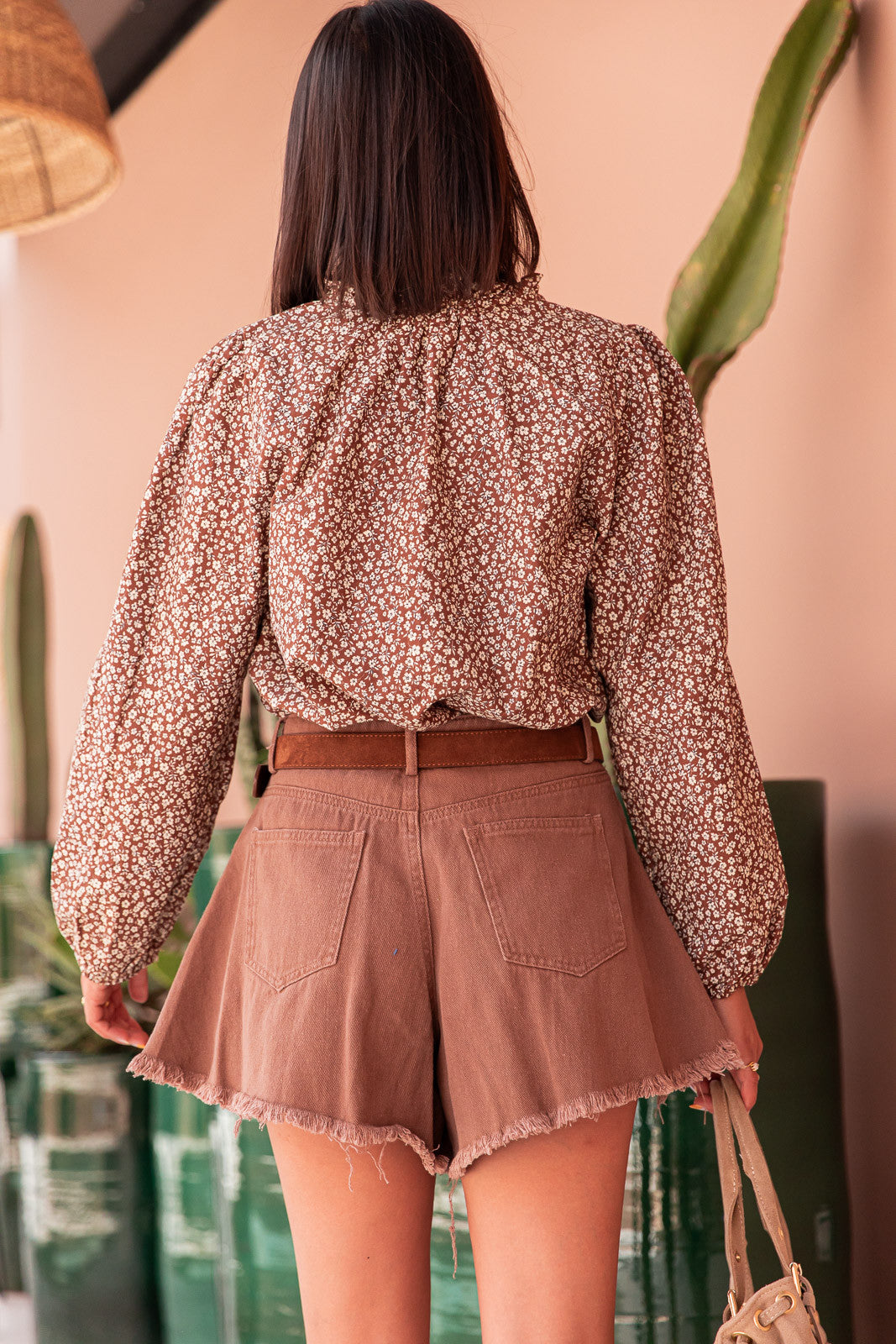MANOËL Camel - Floral Blouse