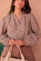 MANOËL Camel - Floral Blouse