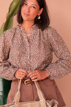 MANOËL Camel - Floral Blouse
