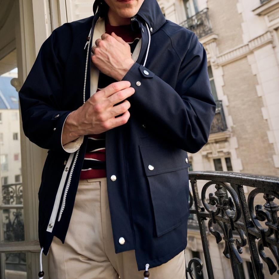 Fursac - Manteau En Coton Déperlant - Marine