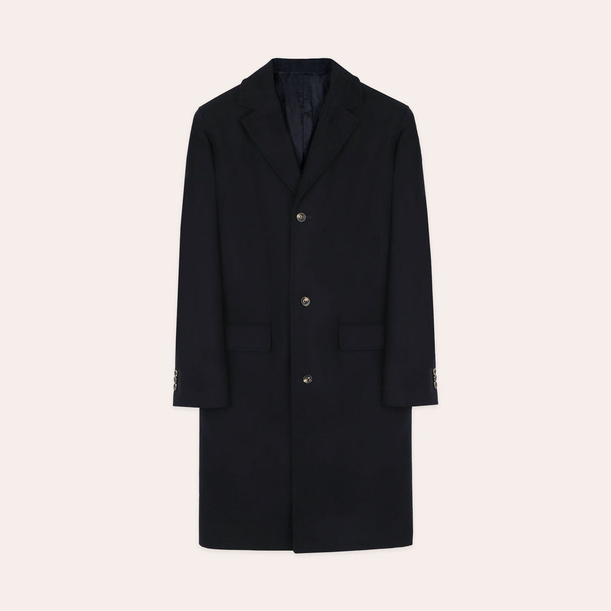 Manteau Col Tailleur En Laine Marine