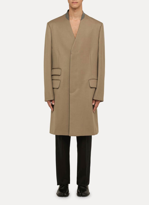 Maison Margiela - Manteau En Laine Plain Long Logo - Camel - Homme