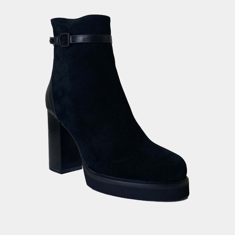 Bottines Ann Tuil Manuscrit - Velours/Cuir Noir