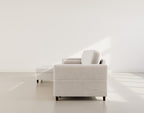 Marceau - Canapé D'Angle Réversible 4 Places Convertible Avec Coffre - Velours Côtelé - Beige