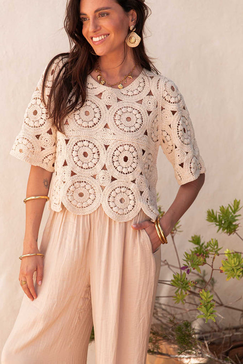 MARCEL Beige - Top Crochet
