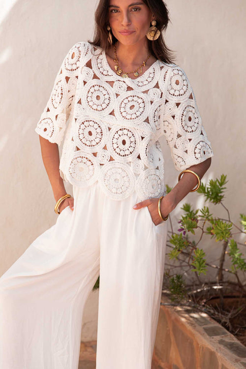 MARCEL Blanc - Top Crochet