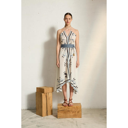 Robe Ivina Imprime Arabesque - White