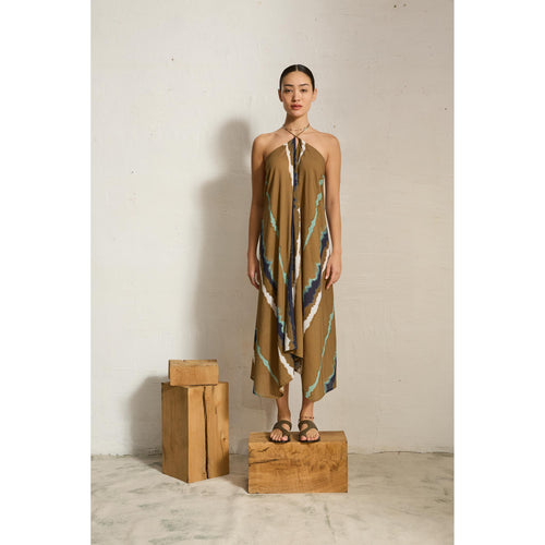 Robe Ivina Imprime Tie And Dye Td Check - Army
