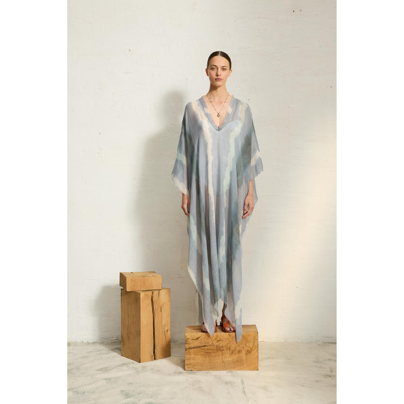 Poncho Long Rafaele Etamine De Laine Tie And Dye - Blush