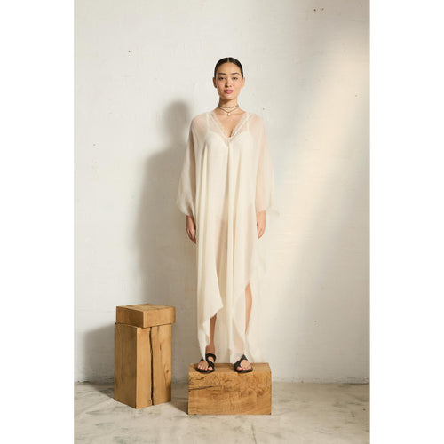 Poncho Long Rafaele Etamine De Laine - China Blue