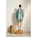 Kimono Mi-Long Rachel Etamine De Laine Tie And Dye - Lagon