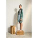 Kimono Mi-Long Rachel Etamine De Laine Tie And Dye - Lagon