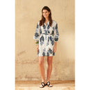 Robe Courte Charlie Imprime Indian Flowers - Blue