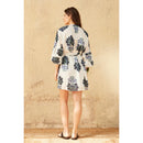 Robe Courte Charlie Imprime Indian Flowers - Blue