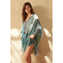 Poncho Rafaele Tie And Dye Etamine De Laine - Lagon