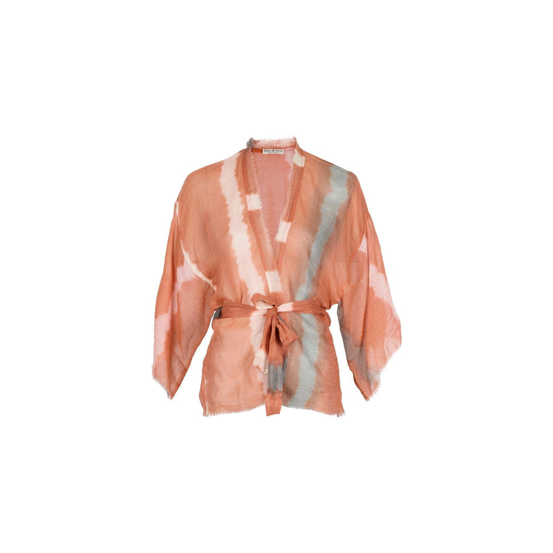 Kimono Renata Tie And Dye Etamine De Laine - Blush