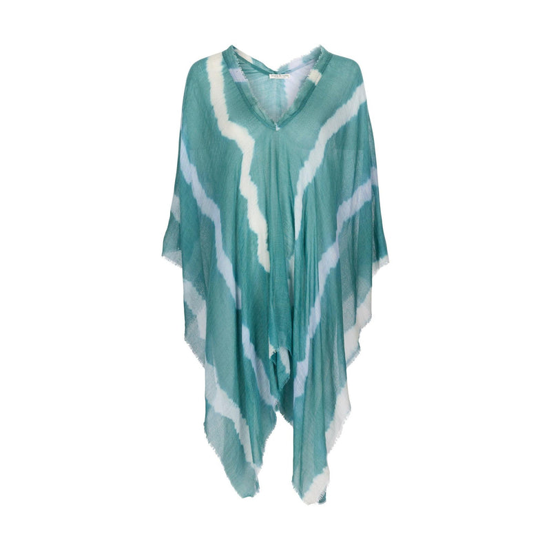 Poncho Rafaele Tie And Dye Etamine De Laine - Lagon