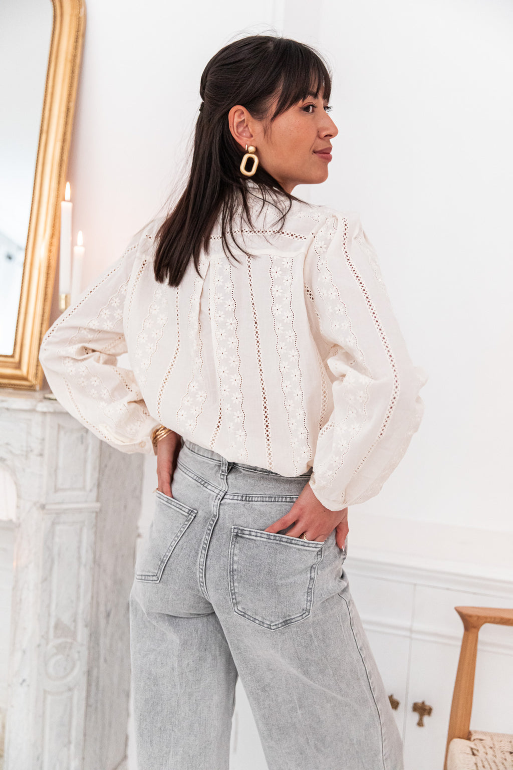 MARIA Beige - Embroidered Shirt