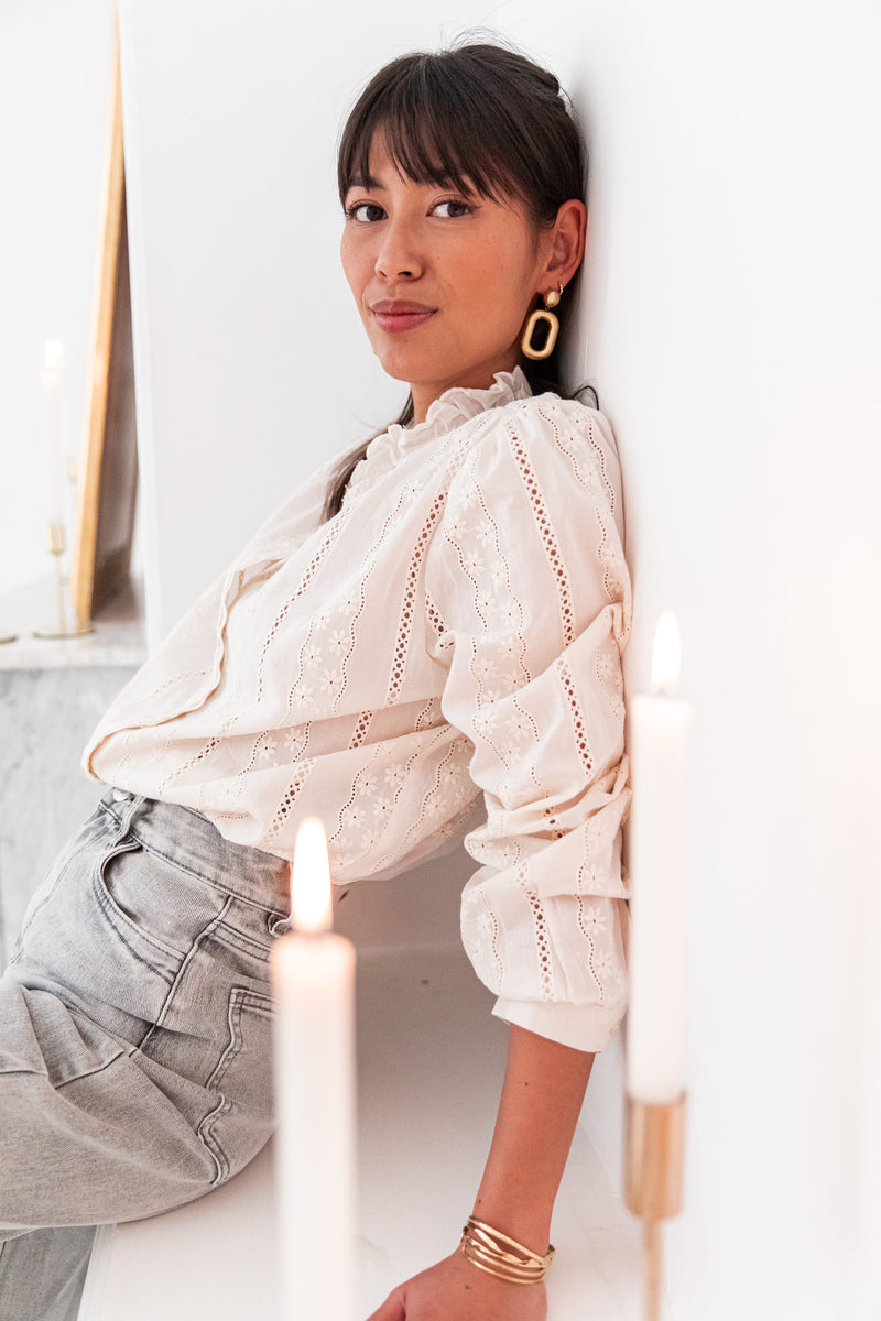 MARIA Beige - Embroidered Shirt
