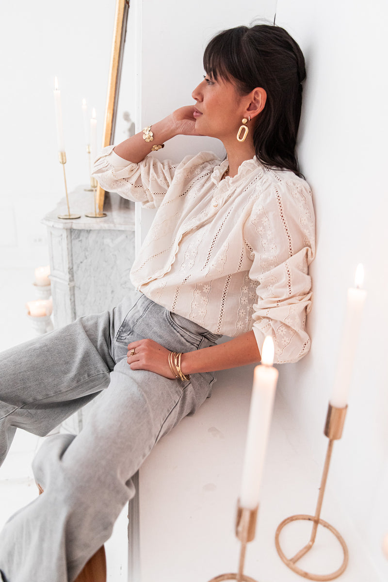 MARIA Beige - Embroidered Shirt