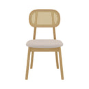 maria chaise en bois clair tissu beige rotin