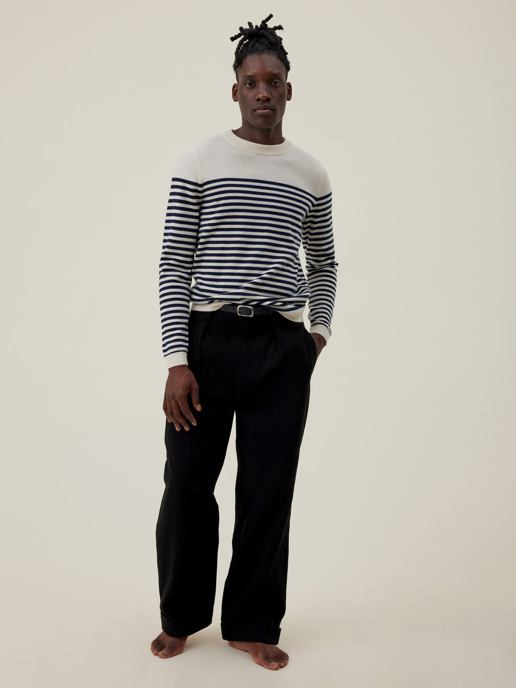 Pull Dalain - Blanc Et Navy - Homme
