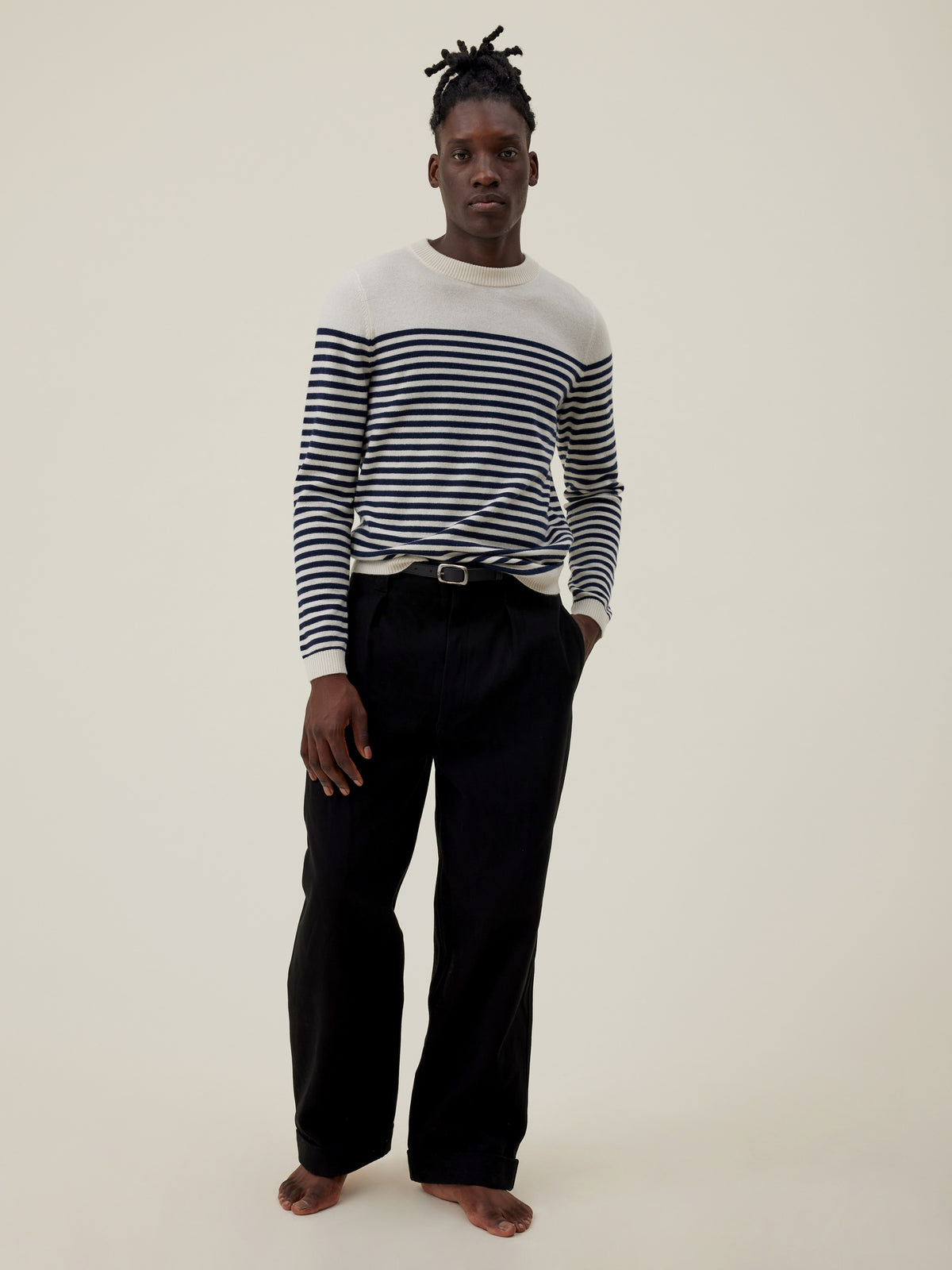 Pull Dalain - Blanc Et Navy - Homme