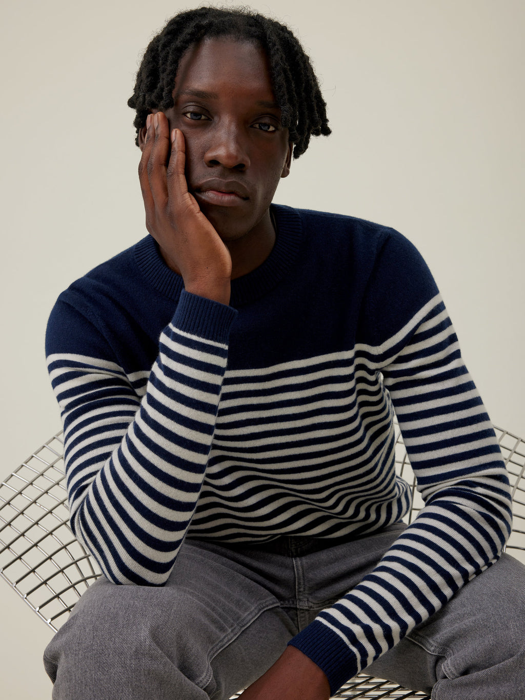 Dalain Jumper - Navy & White - Men