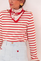MAO Rouge - T-Shirt Rayé