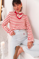 MAO Rouge - T-Shirt Rayé