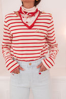 MAO Rouge - T-Shirt Rayé