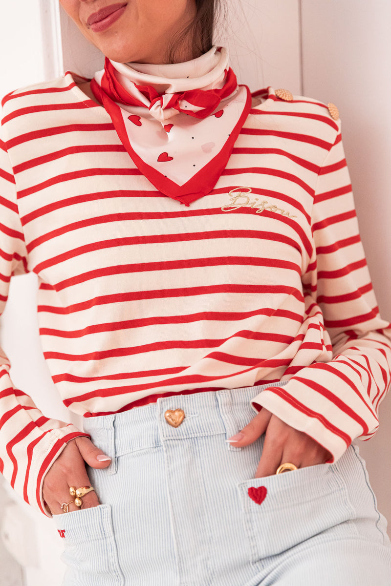 MAO Rouge - T-Shirt Rayé