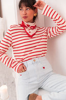 MAO Rouge - T-Shirt Rayé